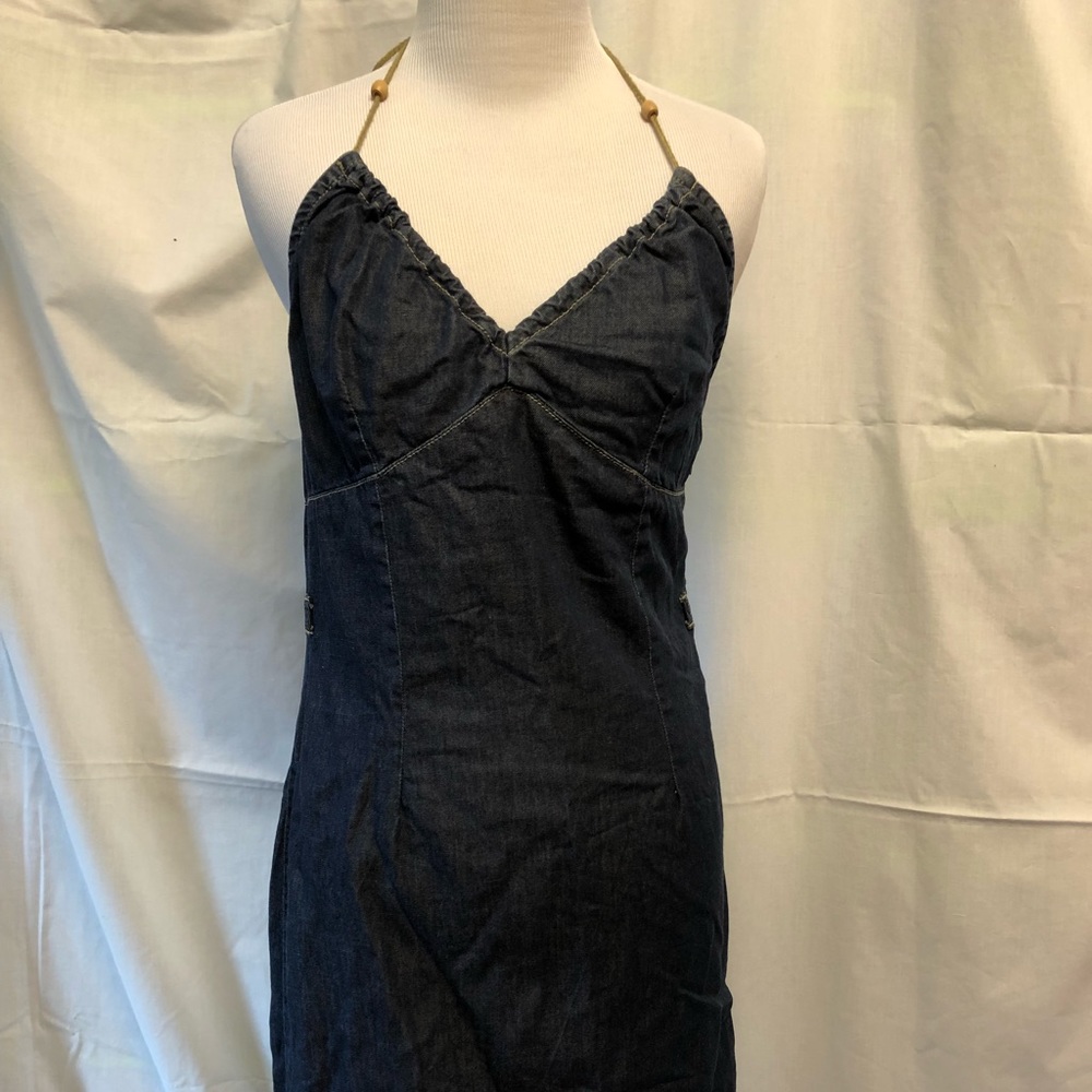 Halter denim pencil mini dress retro Tommy jeans